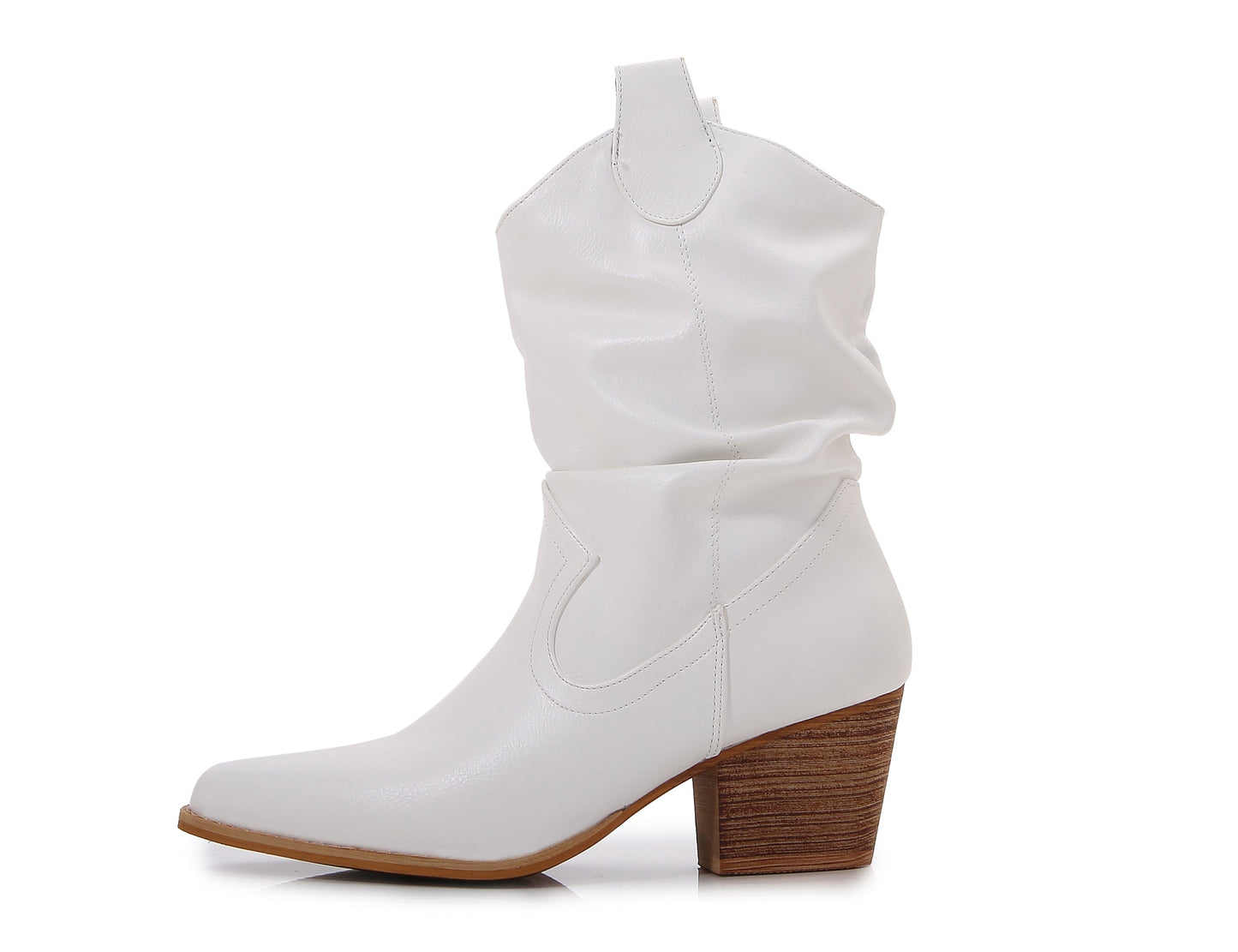 Premium PU Leather Wooden Heel Long Chelsea Boots