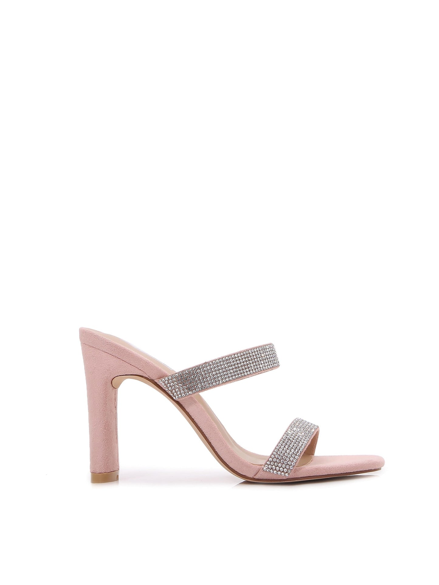 New Women Multi Style Single and double Strap High Chunky Heeled Sandals (Double Rhinestoned)