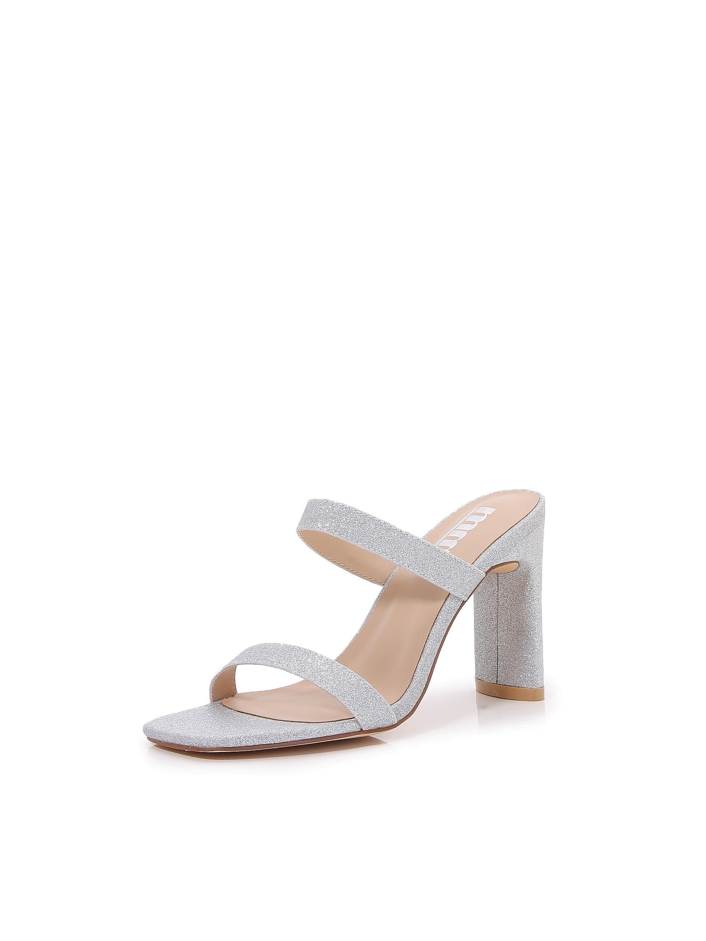 Women Multi Style Single and double Strap High Chunky Heeled Sandals (Double Glitter)
