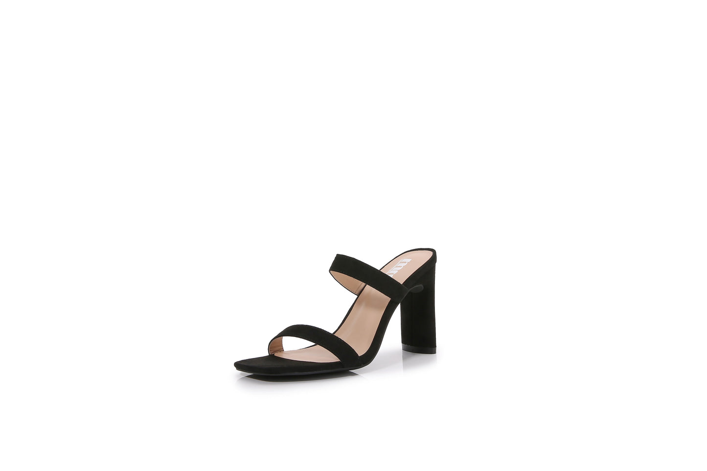 Women Multi Style Single and double Strap High Chunky Heeled Sandals (Double Solid Black)