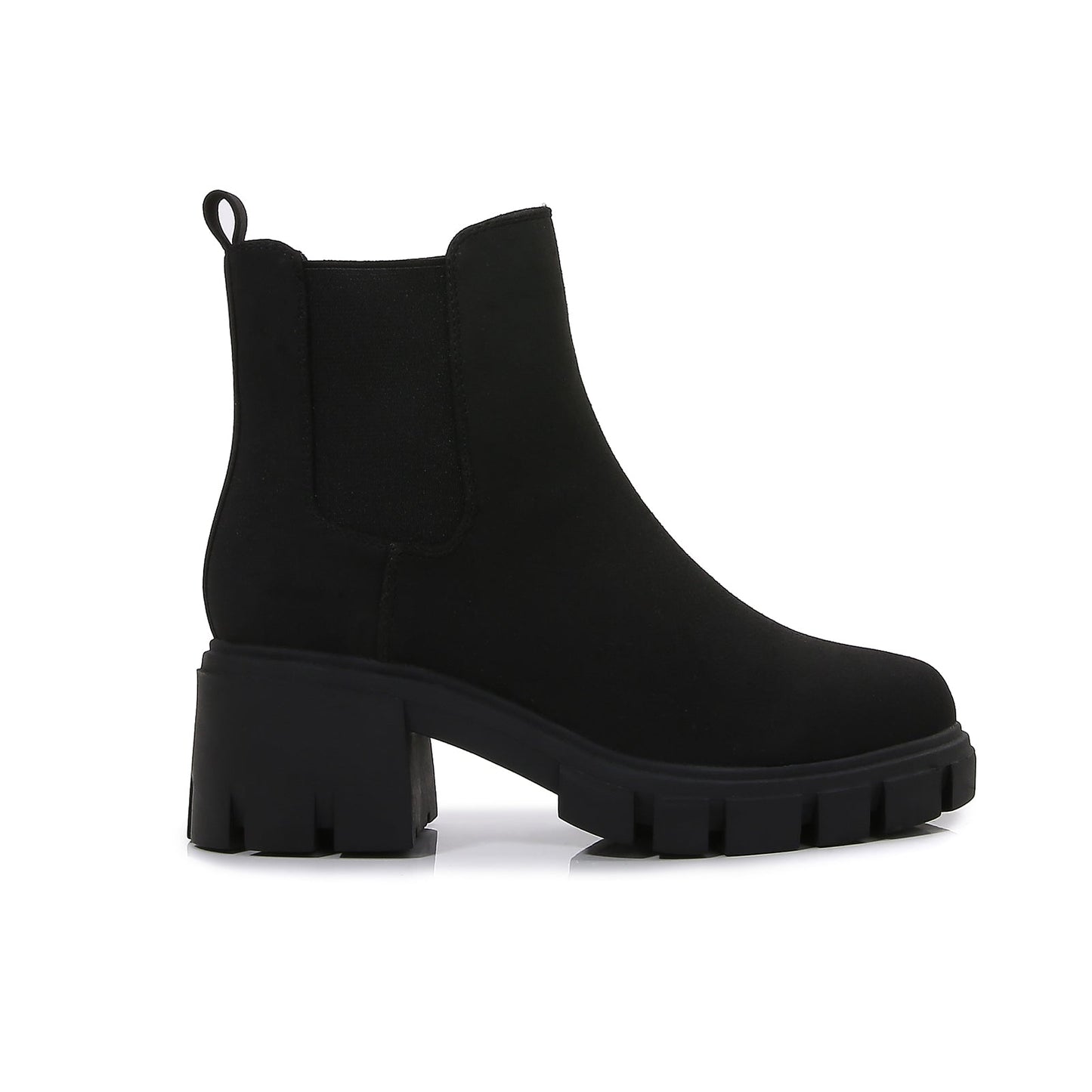 Women Matte Suede Chunky Platform Chelsea Boots Ankle Booties with Elastic Gussets
