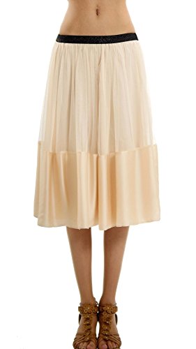 Women's Wide Satin Finished Midi Tulle Ballet Skirt - Shop Lev