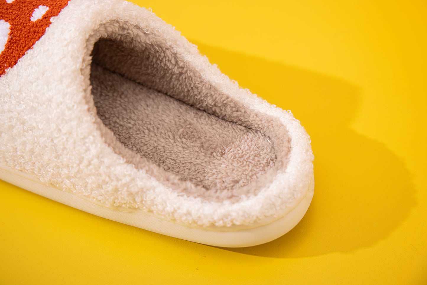 Mushroom Illustrated Comfort Cozy Plush Fluffy Fur Slip On Cushion Slippers