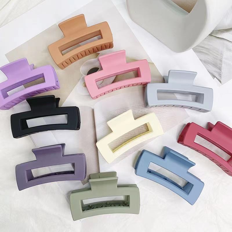 6pcs Simple Square Geometric Frosted Hair Claws Clamps