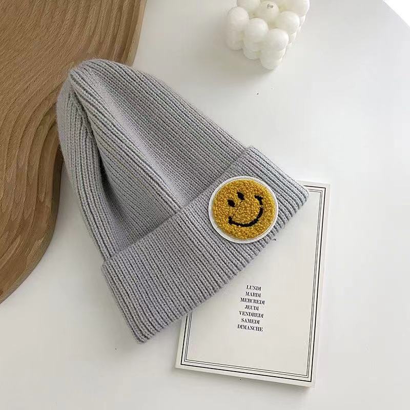 Casual Pastel Tones Yellow Smile Happy Face Beanie