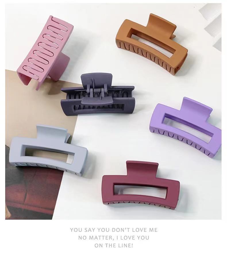 6pcs Simple Square Geometric Frosted Hair Claws Clamps
