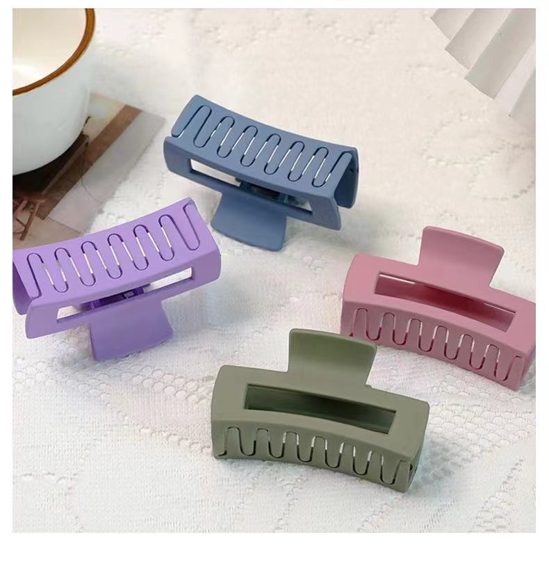 6pcs Simple Square Geometric Frosted Hair Claws Clamps