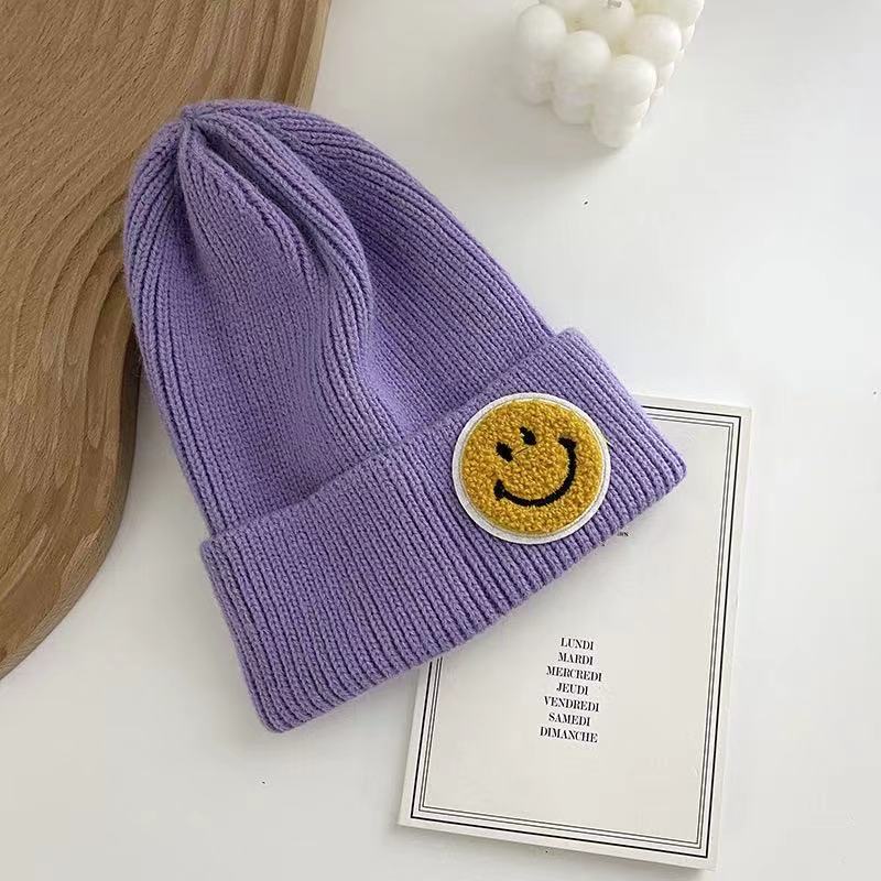 Casual Pastel Tones Yellow Smile Happy Face Beanie