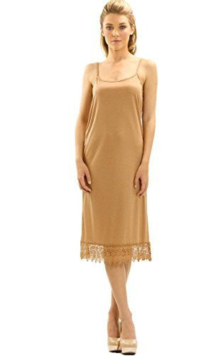 Long Solid Knit lace full slip dress extender with adjustable straps - Shop Lev