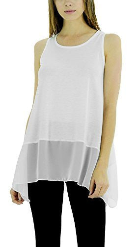 Women's Basic Tank Top Slip with Sheer Chiffon Trim Bottom - Shop Lev