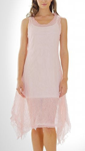 Women's Sleeveless Long Double Layer Crinkled Mesh Dress - Shop Lev