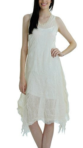 Women's Sleeveless Long Double Layer Crinkled Mesh Dress - Shop Lev