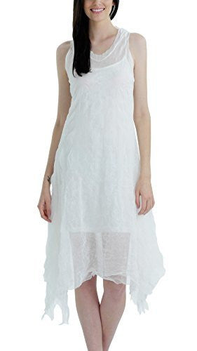 Women's Sleeveless Long Double Layer Crinkled Mesh Dress - Shop Lev