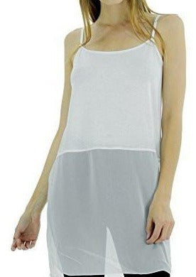 Women's Basic Knit Slip Top with Sheer Bottom and spagehtti Straps - Shop Lev