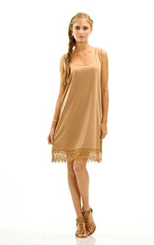 Womens Soild Knit Lace Tank Full Slip Dress Extender - Shop Lev