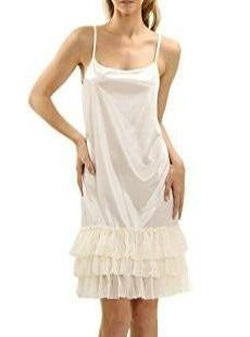 Women's Satin Full Slip Dress with Sheer Ruffles - Shop Lev