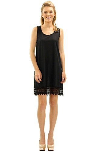 Womens Soild Knit Lace Tank Full Slip Dress Extender - Shop Lev