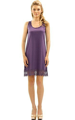 Womens Soild Knit Lace Tank Full Slip Dress Extender - Shop Lev