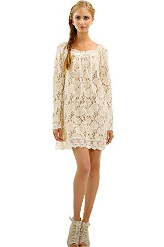 Women's Floral Lace Long Sleeve Mini Dress for Special Occasion - Shop Lev
