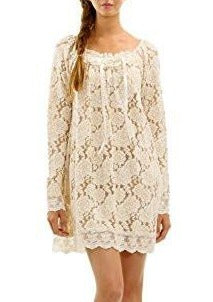 Women's Floral Lace Long Sleeve Mini Dress for Special Occasion - Shop Lev
