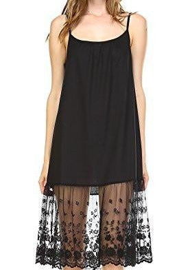 Women's Knit Long Lace Trim Full Slip Dress - Shop Lev