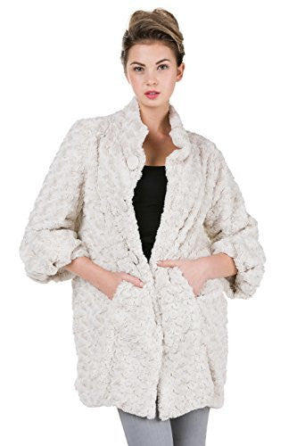Women's Faux Fur Rose Half Coat Jacket with China Collar - Shop Lev