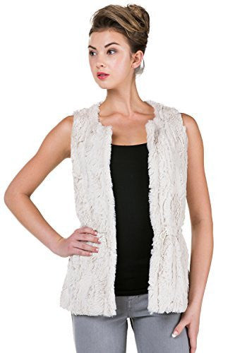 Women's Round Neck Faux Fur Short Open Vest - Shop Lev