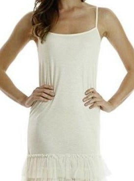 Women's full slip dress with three tiered mesh bottom - Shop Lev