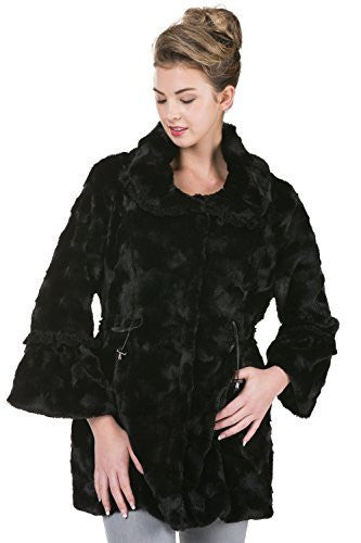 Women's Faux Fur Jacket Coat with Lace Trim - Shop Lev