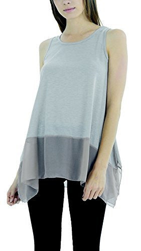 Women's Basic Tank Top Slip with Sheer Chiffon Trim Bottom - Shop Lev