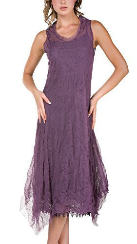 Women's Sleeveless Long Double Layer Crinkled Mesh Dress - Shop Lev