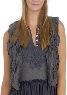 Faux Fur Lace Trimmed Mini Bolero Vest - Shop Lev