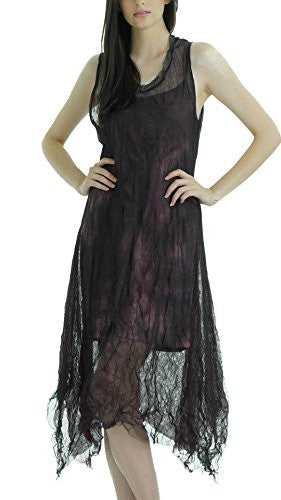 Women's Sleeveless Long Double Layer Crinkled Mesh Dress - Shop Lev