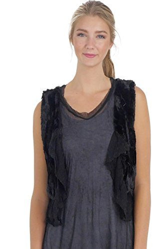 Faux Fur Mini Bolero Vest with Lace Around - Shop Lev