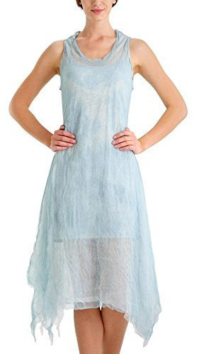 Women's Sleeveless Long Double Layer Crinkled Mesh Dress - Shop Lev