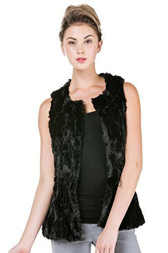 Women's Round Neck Faux Fur Short Open Vest - Shop Lev