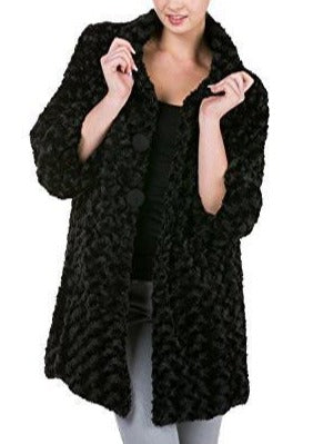 Women's Faux Fur Rose Half Coat Jacket with China Collar - Shop Lev