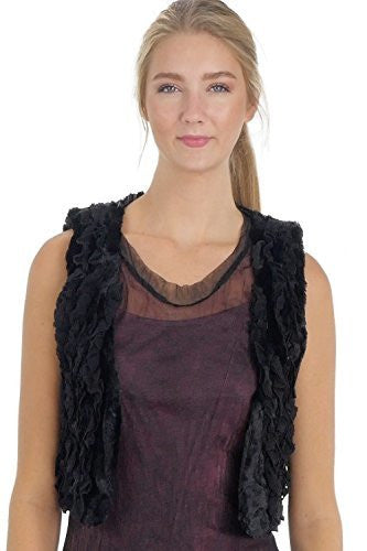 Faux Fur Lace Trimmed Mini Bolero Vest - Shop Lev