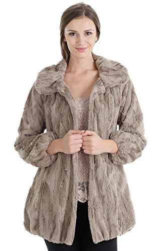 Women's Faux Fur Jacket with Faux Leather Belt - Shop Lev