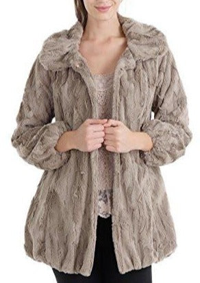 Women's Faux Fur Jacket with Faux Leather Belt - Shop Lev