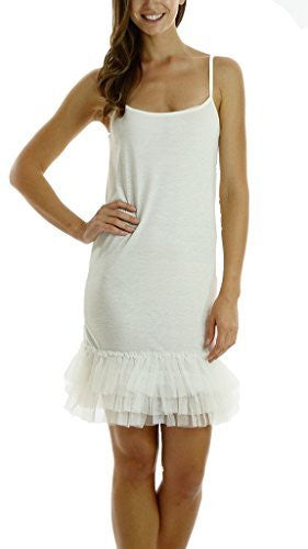 Women's full slip dress with three tiered mesh bottom - Shop Lev