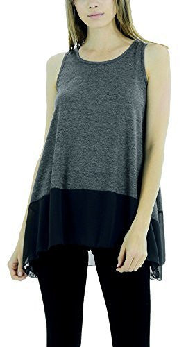 Women's Basic Tank Top Slip with Sheer Chiffon Trim Bottom - Shop Lev