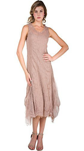 Women's Sleeveless Long Double Layer Crinkled Mesh Dress - Shop Lev