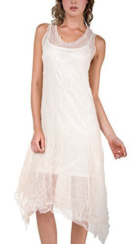 Women's Sleeveless Long Double Layer Crinkled Mesh Dress - Shop Lev
