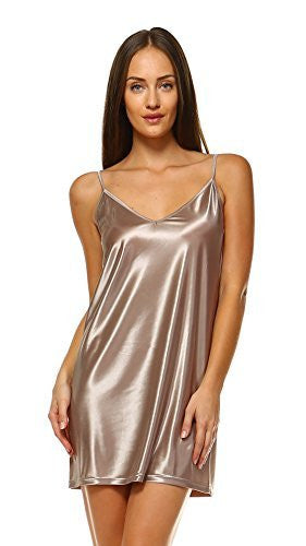 V Neck Basic Satin Full Slip with Adjustable Straps - Shop Lev