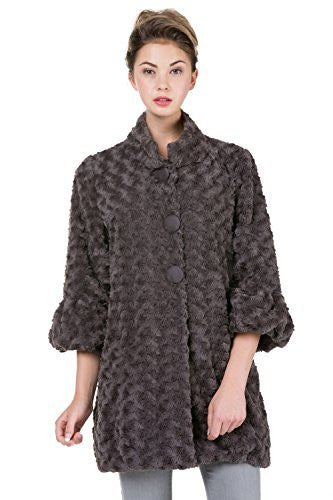 Women's Faux Fur Rose Half Coat Jacket with China Collar - Shop Lev