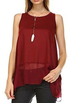 Women's Basic Tank Top Slip with Sheer Chiffon Trim Bottom - Shop Lev