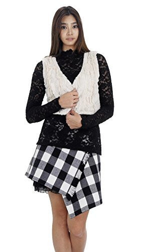 Faux Fur Lace Trimmed Mini Bolero Vest - Shop Lev