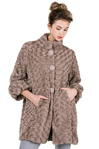 Women's Faux Fur Rose Half Coat Jacket with China Collar - Shop Lev