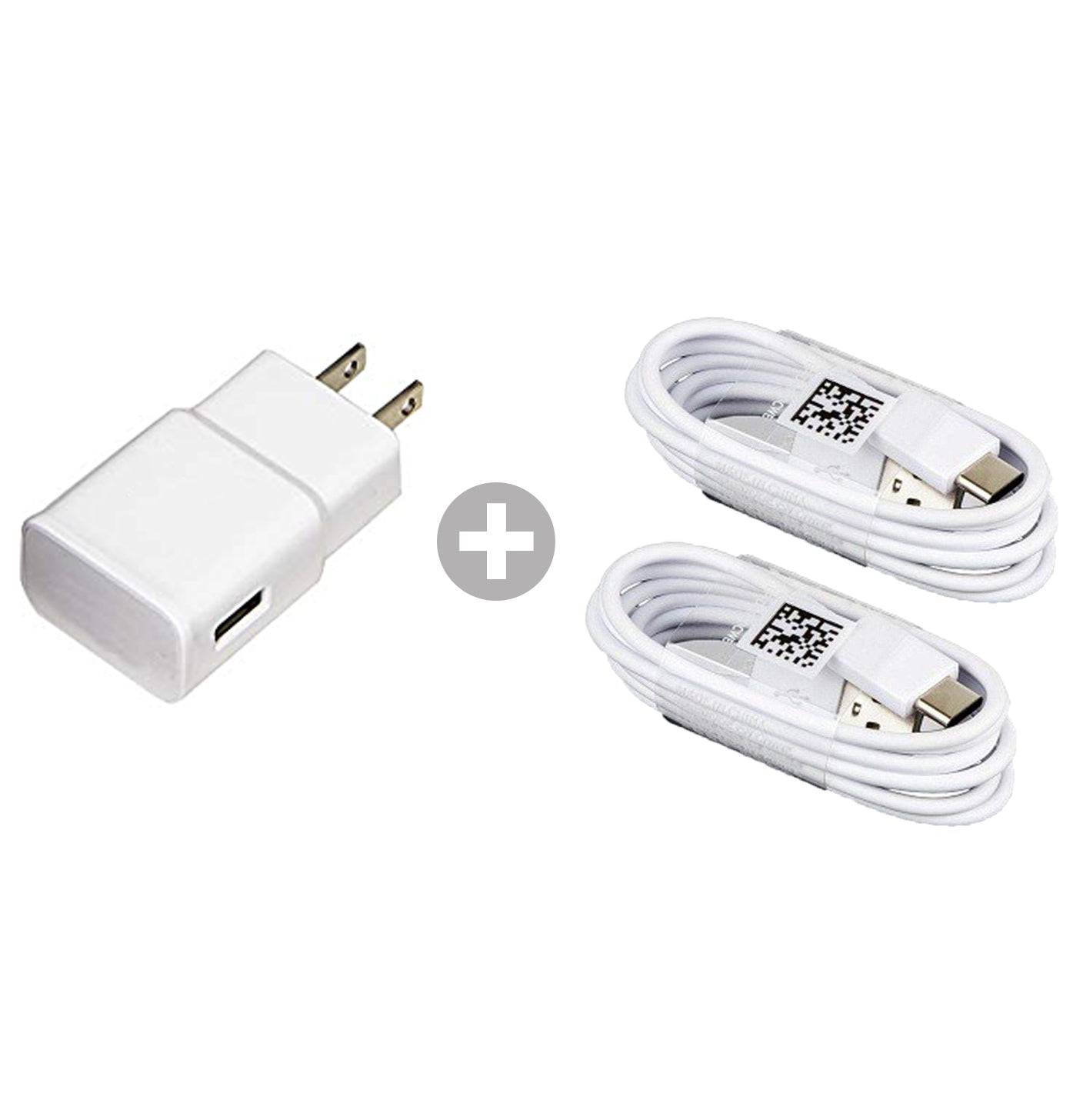 2 pack 4 ft USB 2.0 to C-type Charging Cable and Charging Adapter Combo Pack